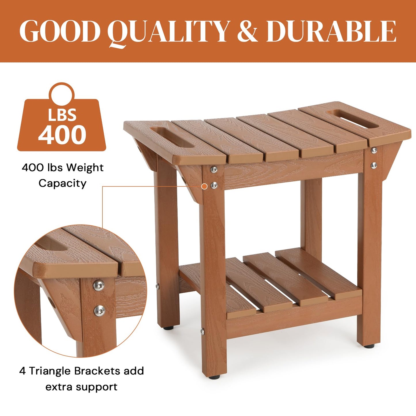 Shower Bench, HIPS Shower Stool with Storage Shelf