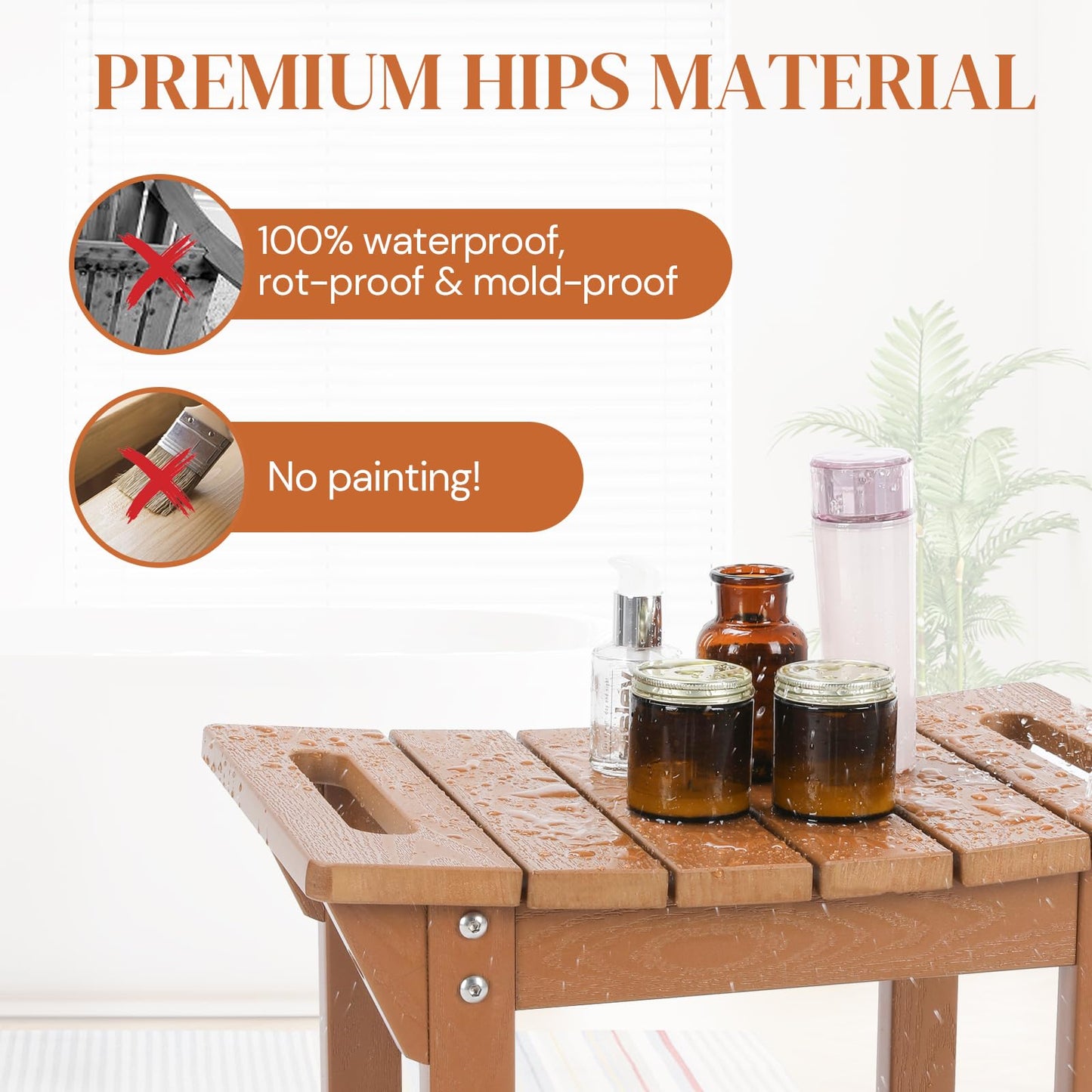 Shower Bench, HIPS Shower Stool with Storage Shelf