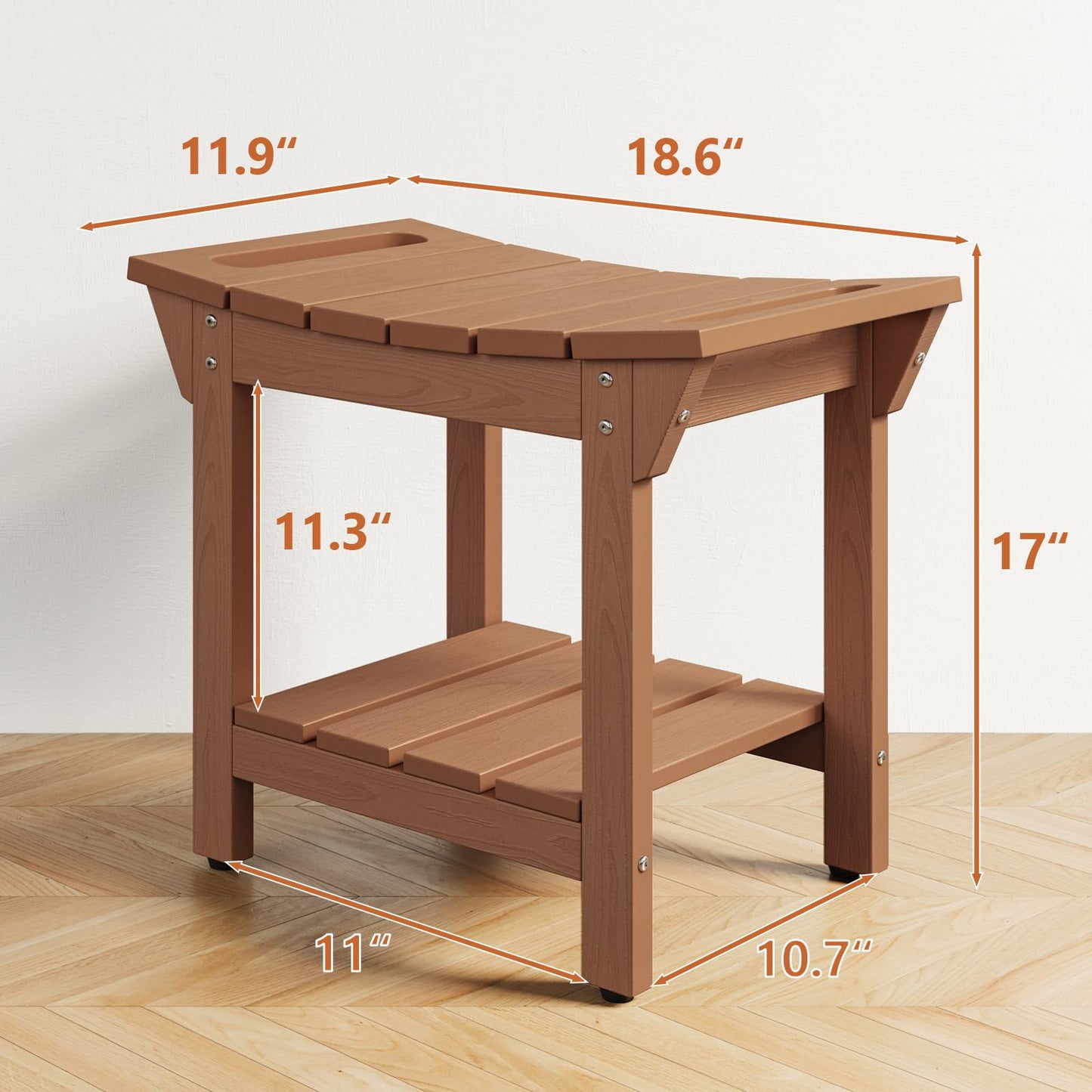 Shower Bench, HIPS Shower Stool with Storage Shelf