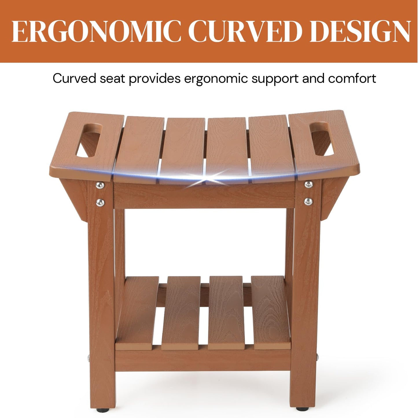 Shower Bench, HIPS Shower Stool with Storage Shelf