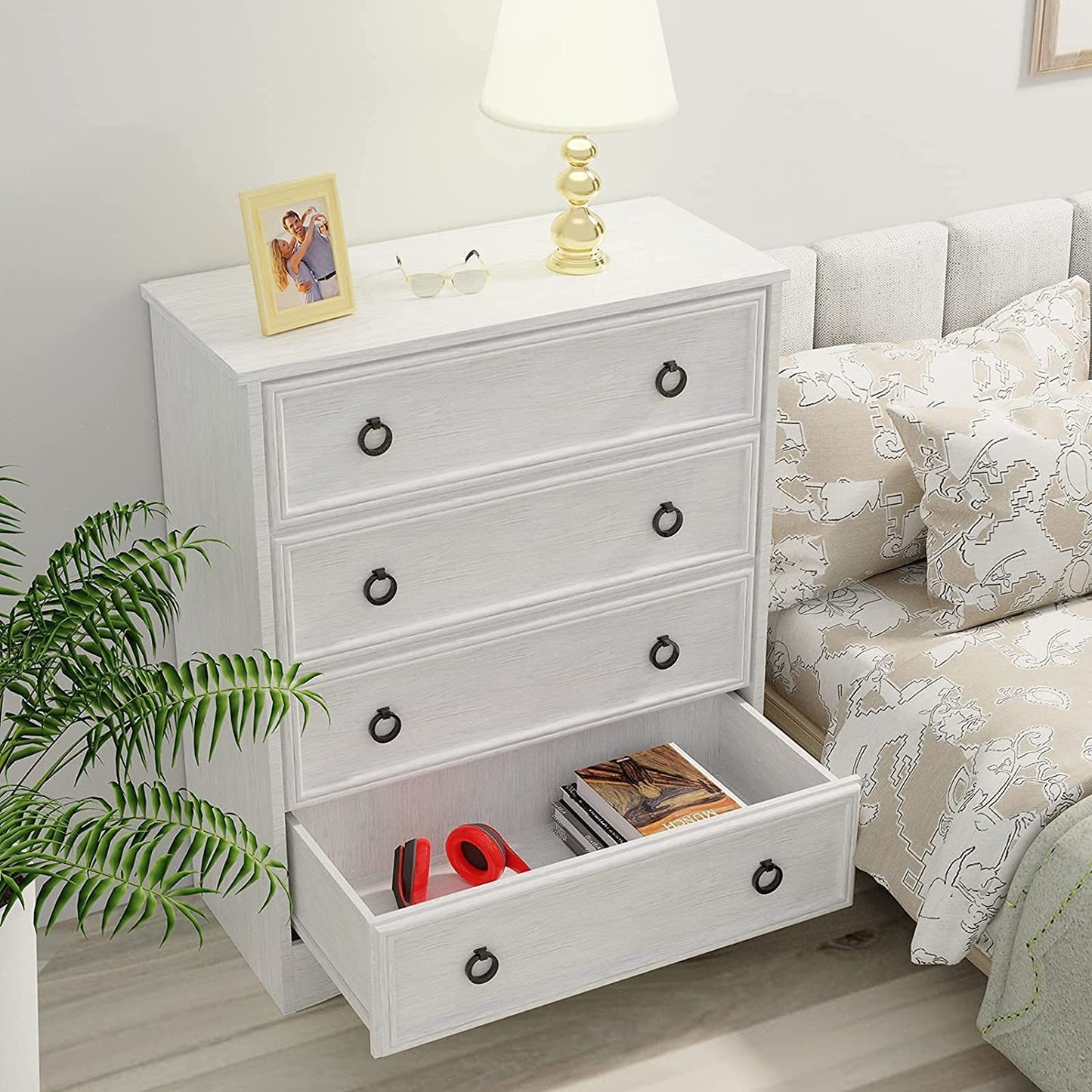 4 Drawer Dresser, White Dresser for Bedroom