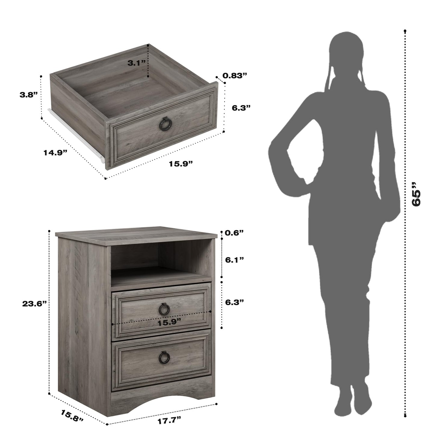 Nightstand Set of 2 for Bedroom