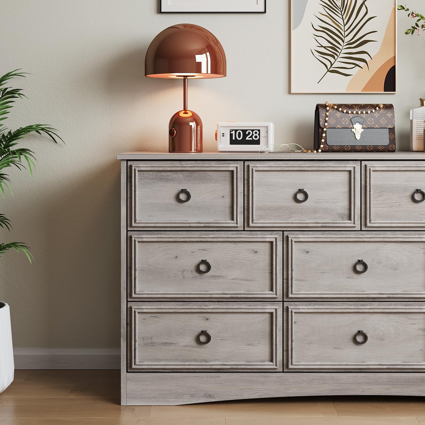 10 Drawer Dresser for Bedroom, Living Room, Gray