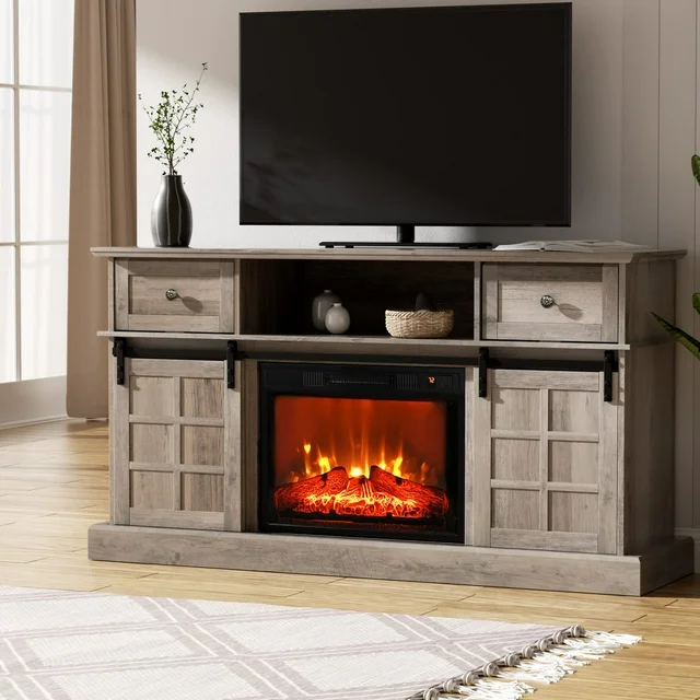 Entertainment Center, Farmhouse TV Stand for 65 inch TV