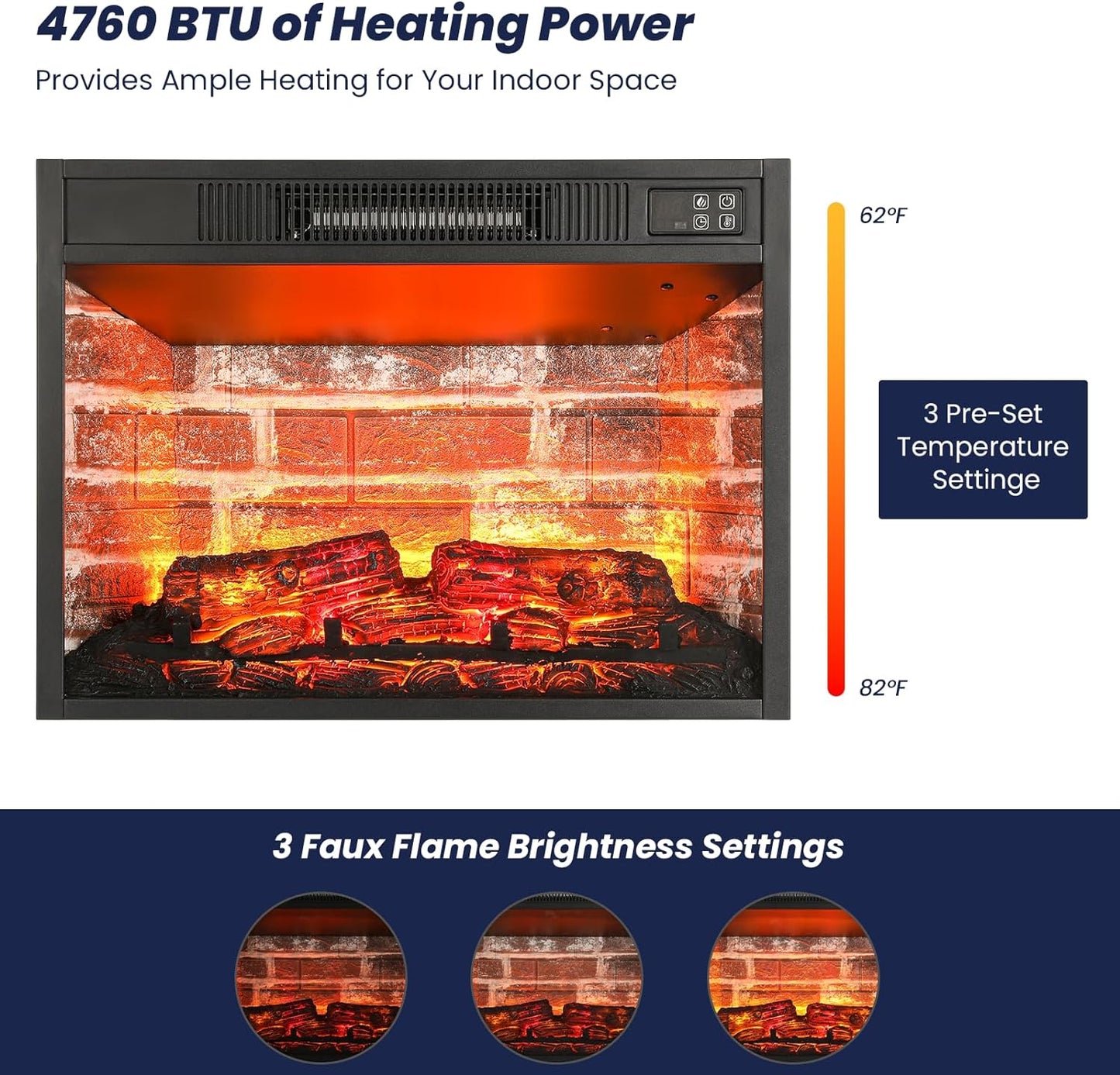 23" Electric Fireplace For Living Room
