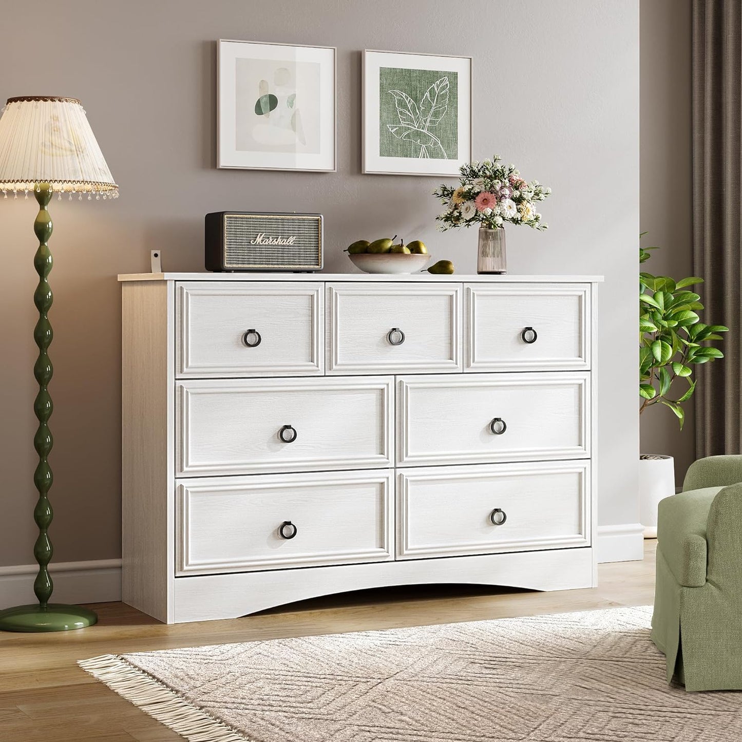 Modern 7 Drawer Dresser, Dressers for Bedroom