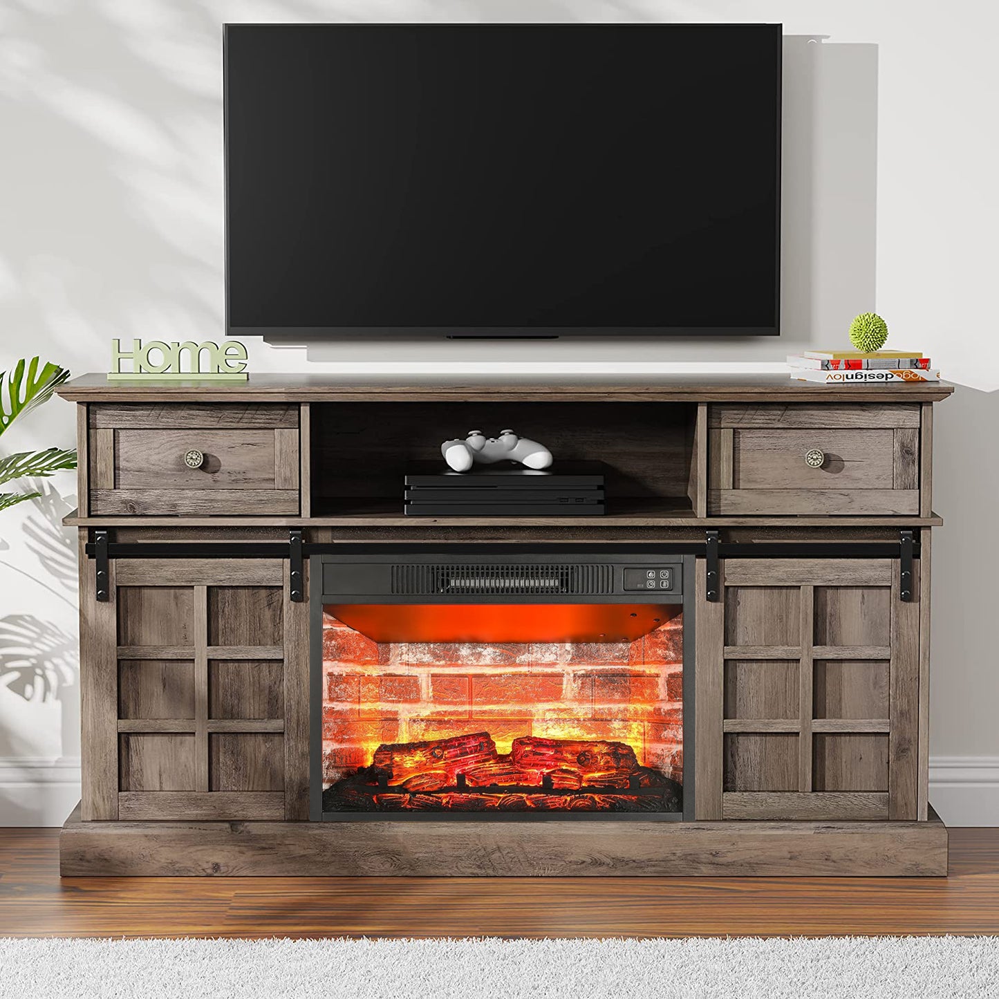 Entertainment Center, Farmhouse TV Stand for 65 inch TV