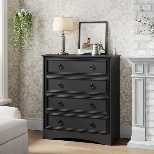 4 Drawer Dresser, Black Dresser for Bedroom