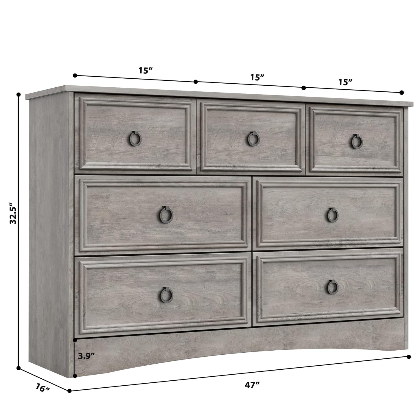 Modern 7 Drawer Dresser, Dressers for Bedroom