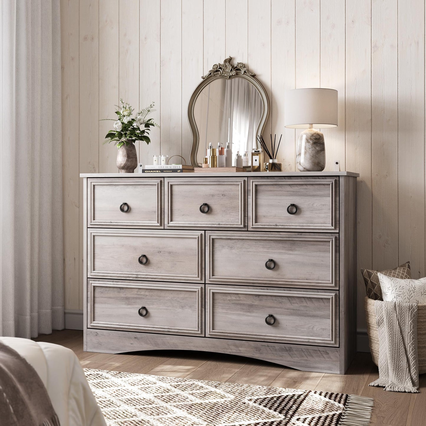 Modern 7 Drawer Dresser, Dressers for Bedroom