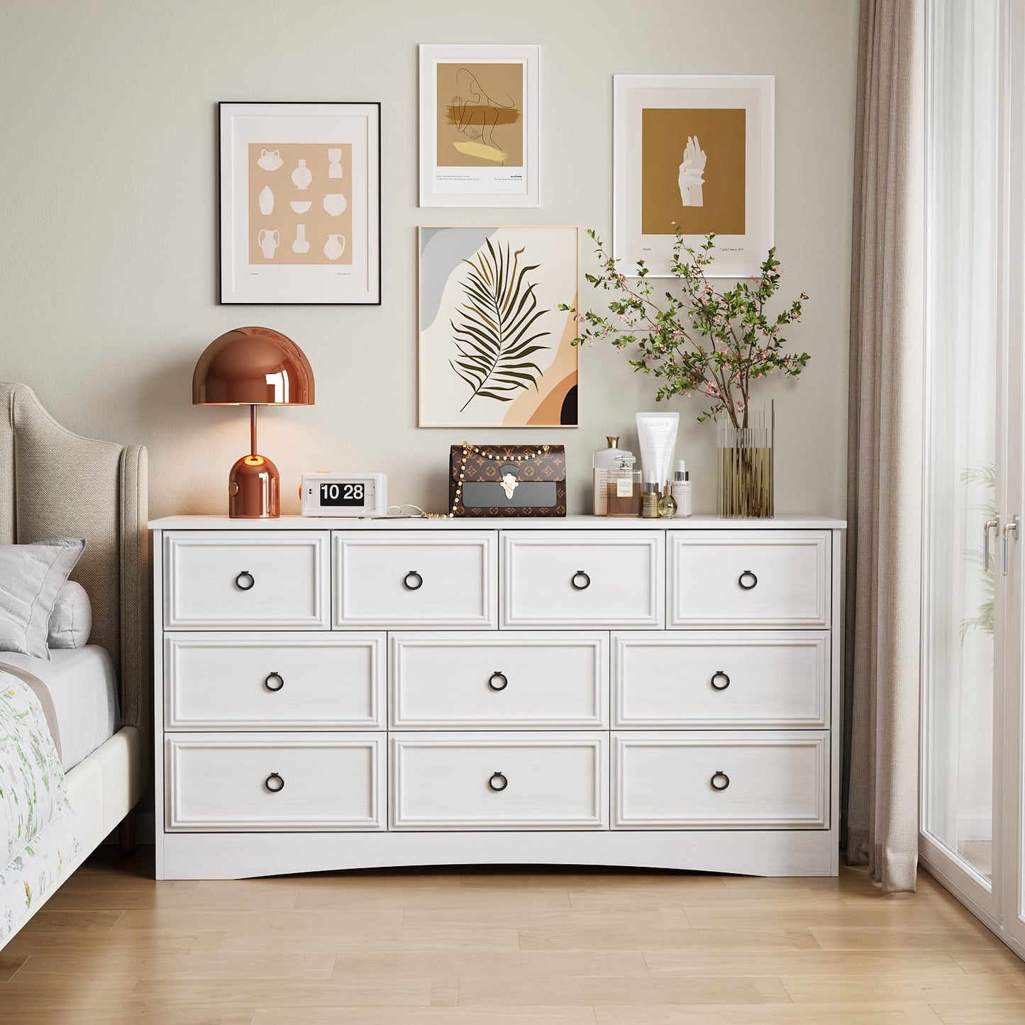 10 Drawer Dresser for Bedroom, Living Room, White