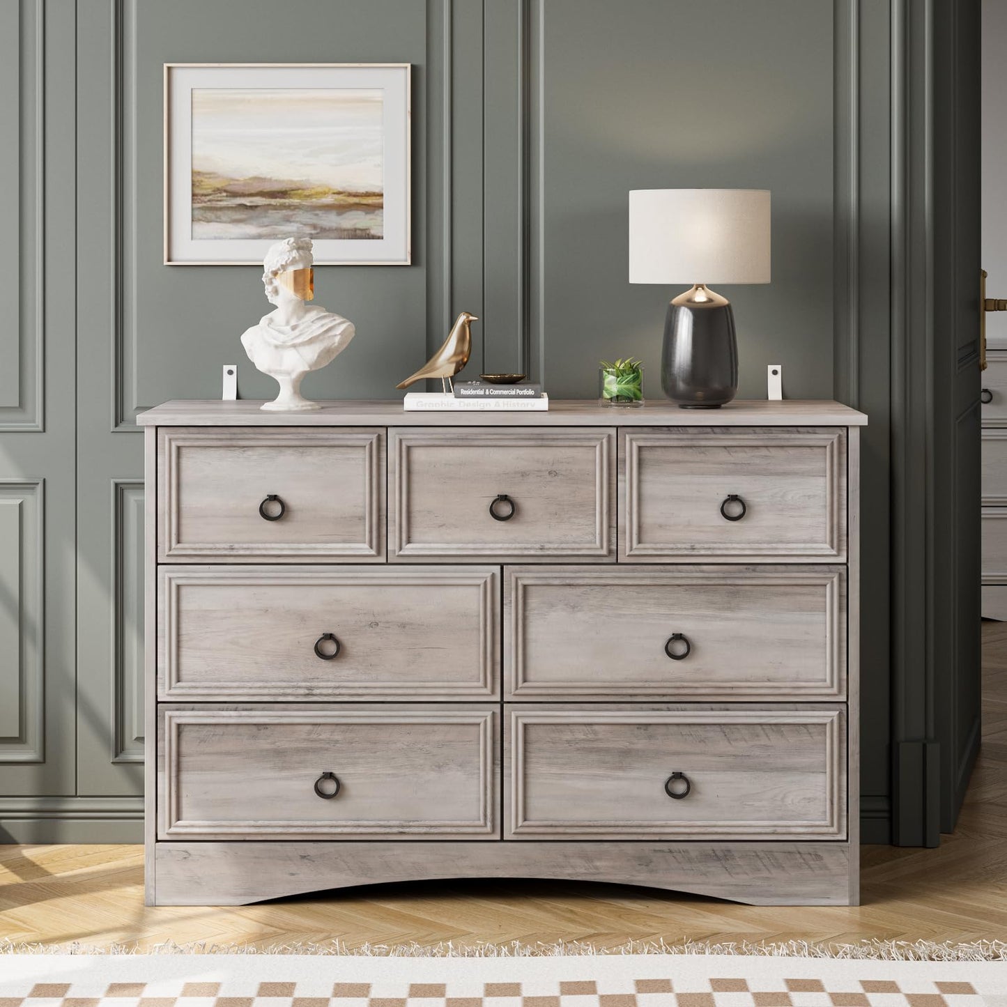 Modern 7 Drawer Dresser, Dressers for Bedroom