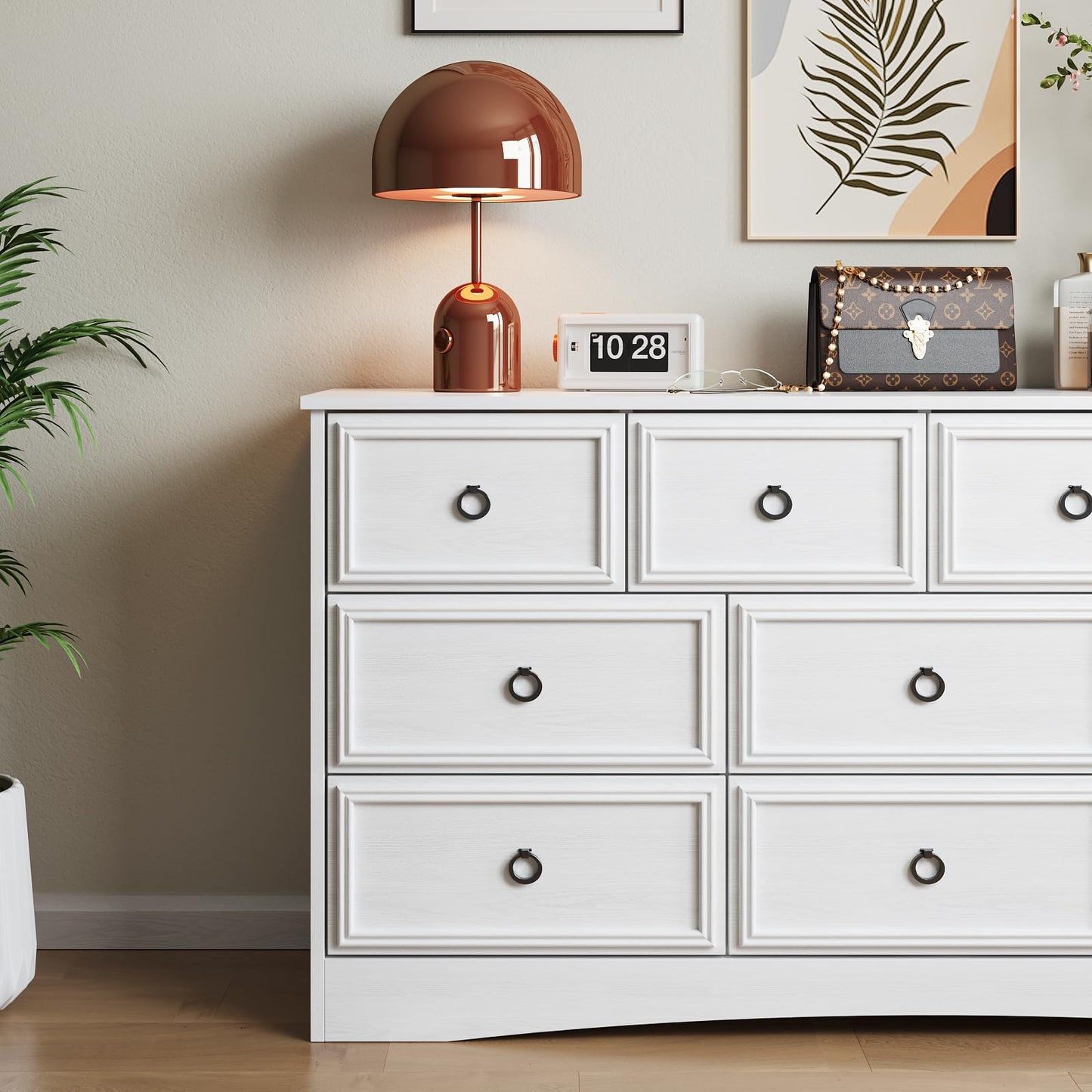 10 Drawer Dresser for Bedroom, Living Room, White