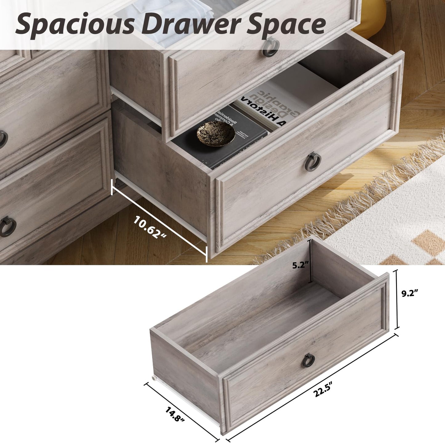 Modern 7 Drawer Dresser, Dressers for Bedroom