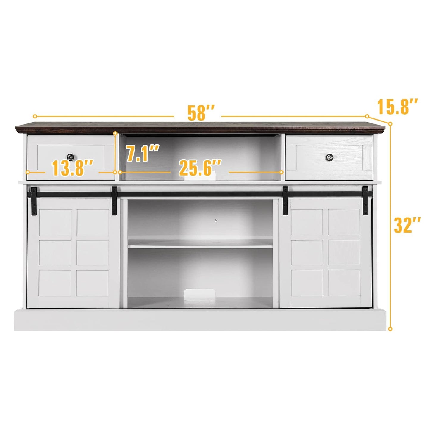 Entertainment Center, Farmhouse TV Stand for 65 inch TV