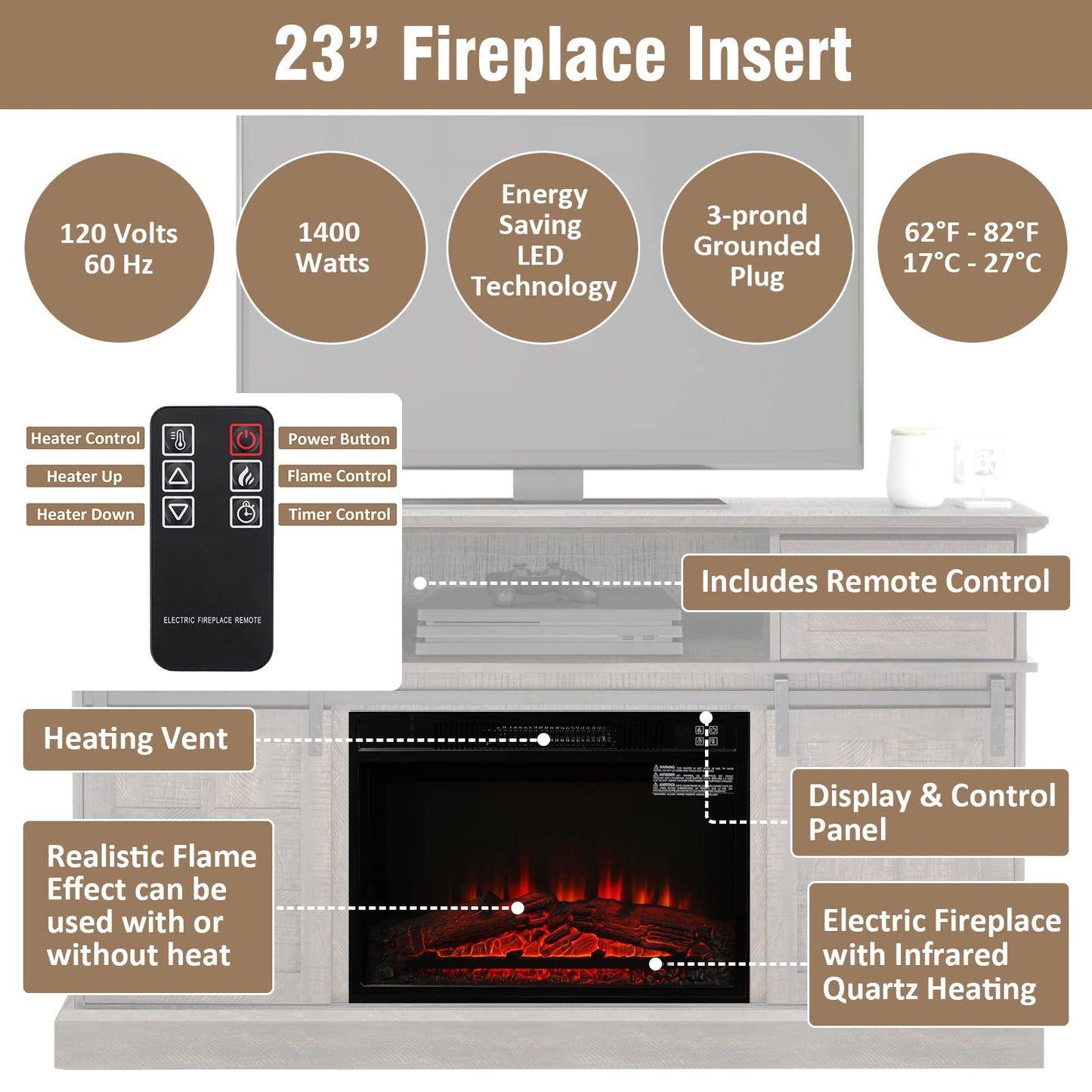 Entertainment Center, Farmhouse TV Stand for 65 inch TV