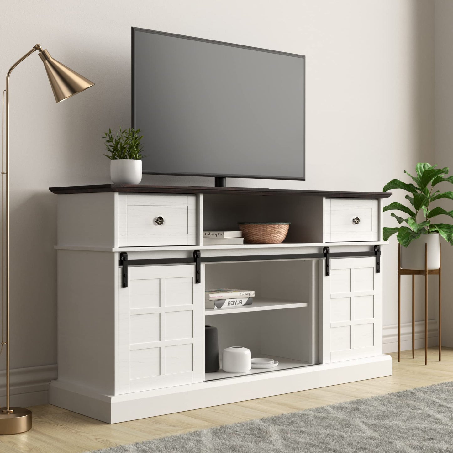 Entertainment Center, Farmhouse TV Stand for 65 inch TV