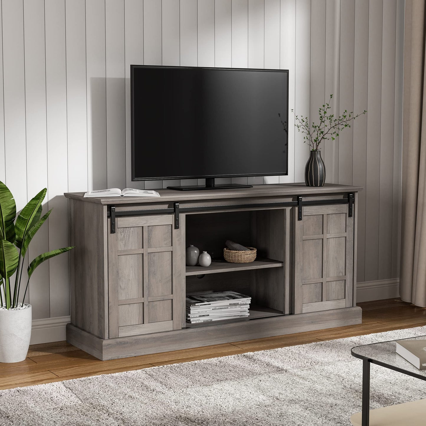 Entertainment Center, Farmhouse TV Stand for 65 inch TV