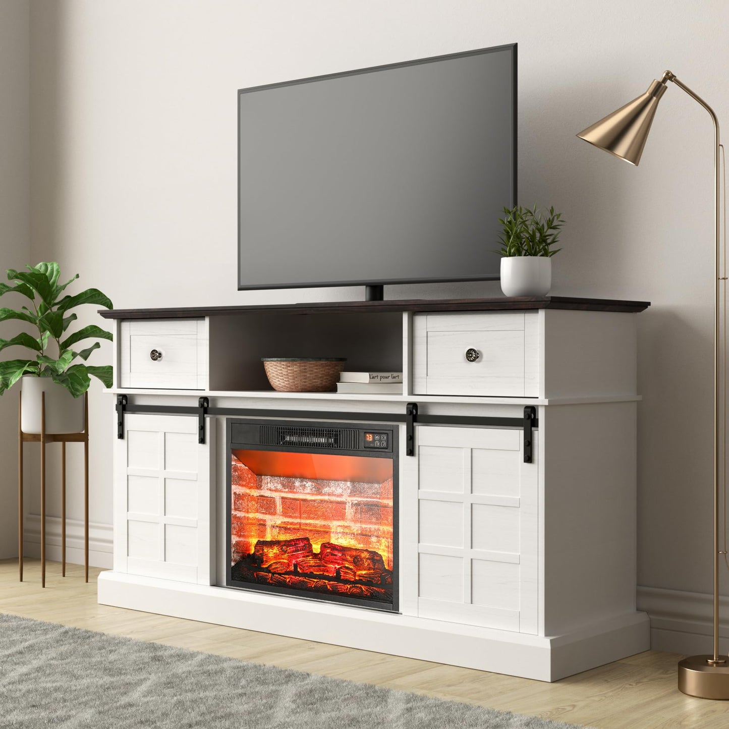 Entertainment Center, Farmhouse TV Stand for 65 inch TV