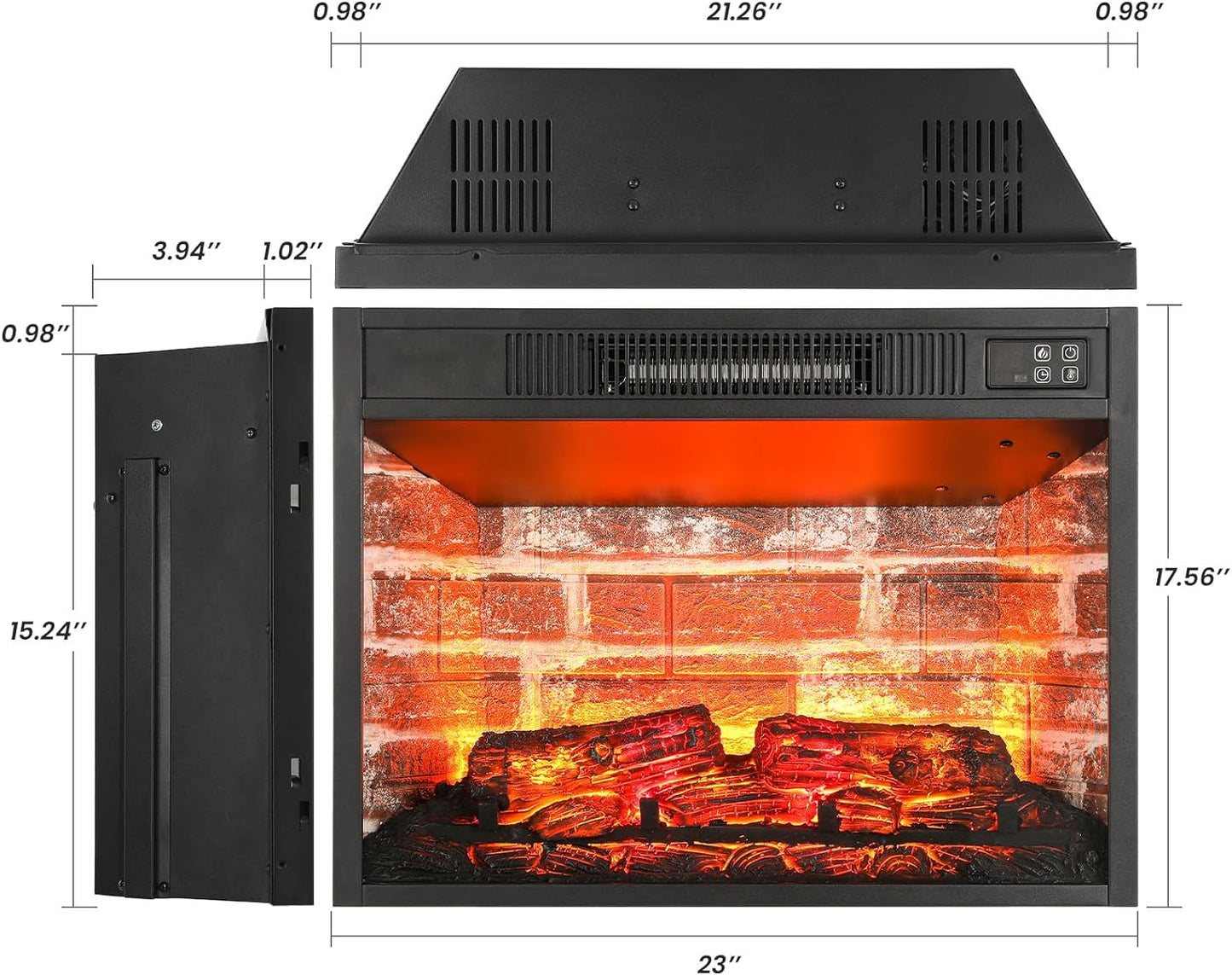 23" Electric Fireplace, Electric Insert Heater