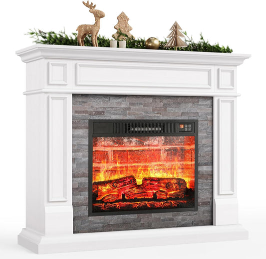 44 Inch Electric Fireplace with Mantel for Living Room, Bedroom