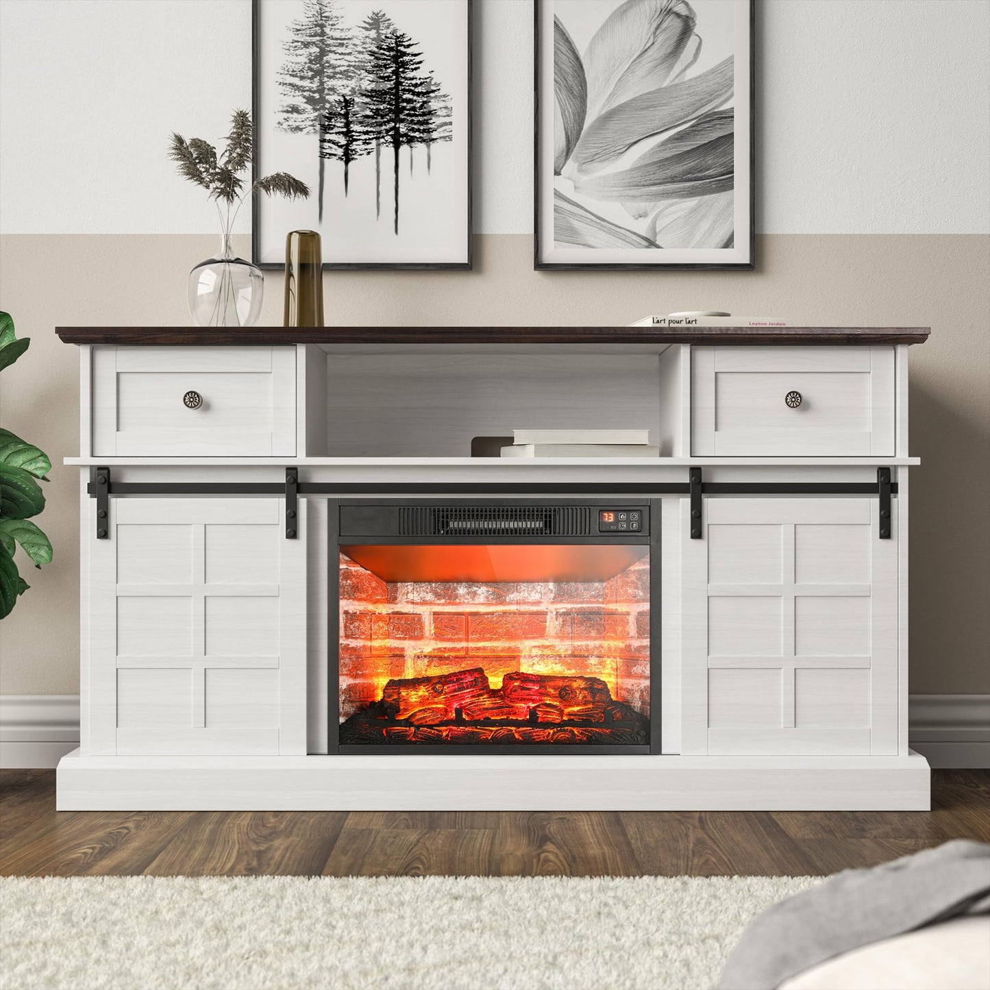 Entertainment Center, Farmhouse TV Stand for 65 inch TV